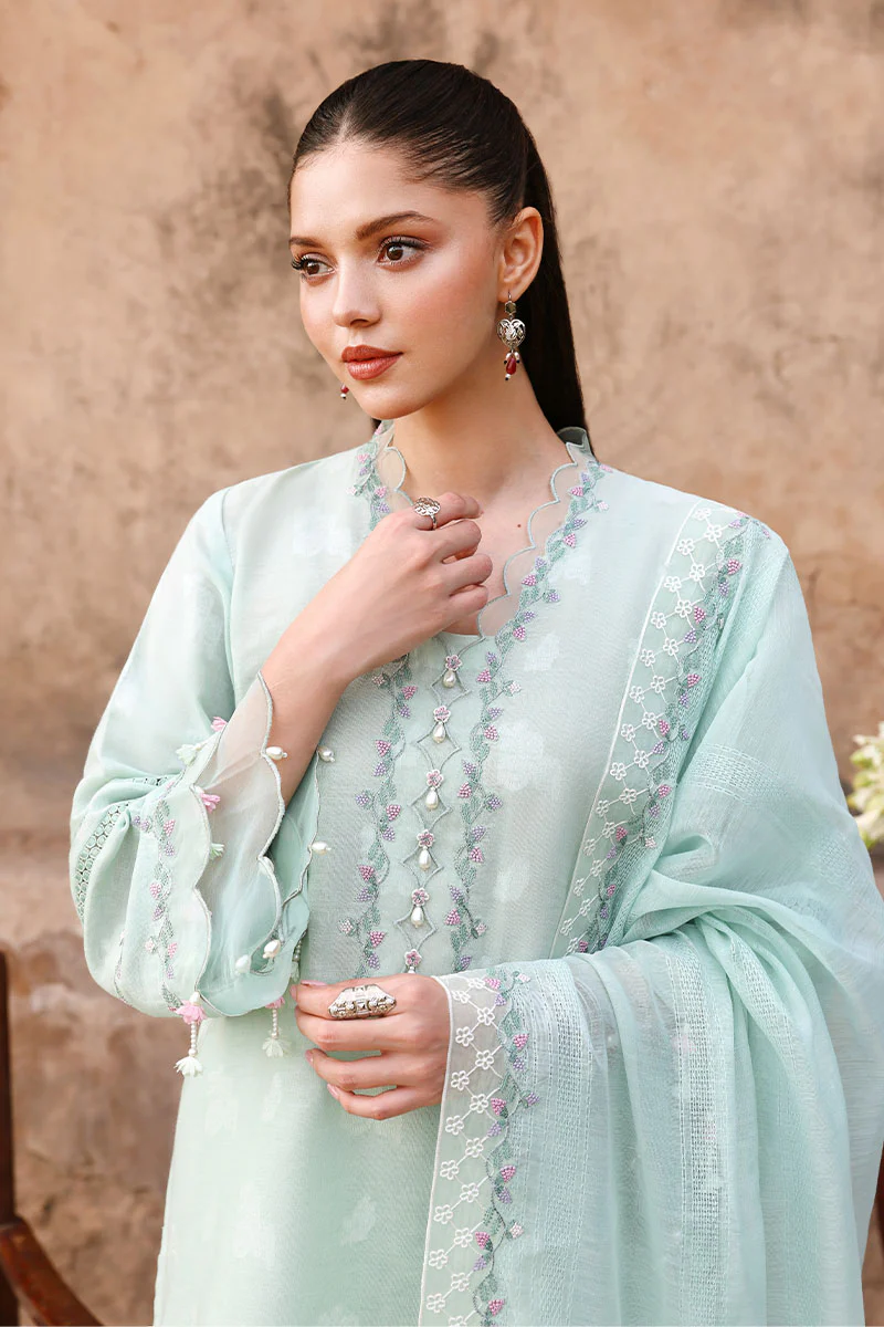 MISTY MINT-3PC EMBROIDERED LAWN SUIT - Image 4