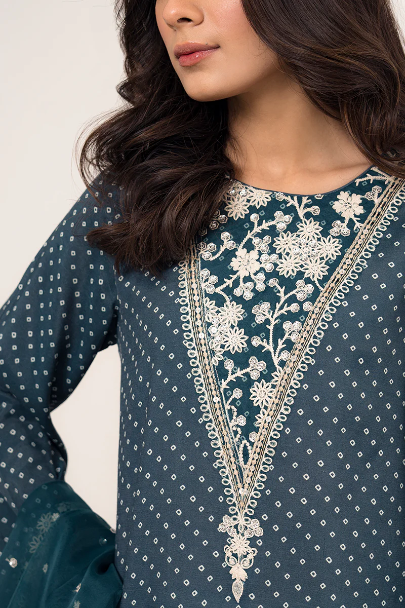 MOASIC BLUE-2PC (SHIRT & DUPATTA) - Image 5