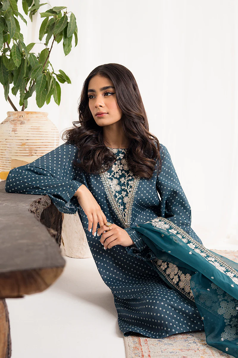 MOASIC BLUE-2PC (SHIRT & DUPATTA) - Image 7