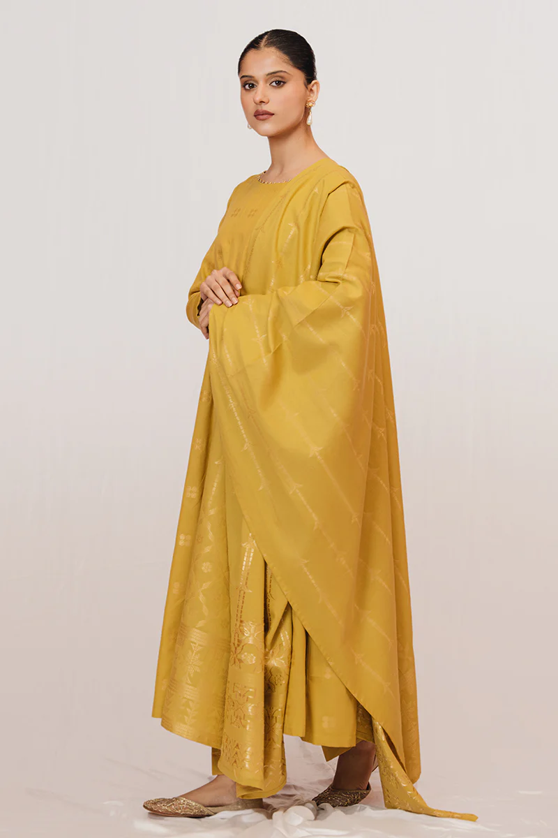 MUSTARD SPECK-3 PIECE JACQUARD SUIT - Image 5