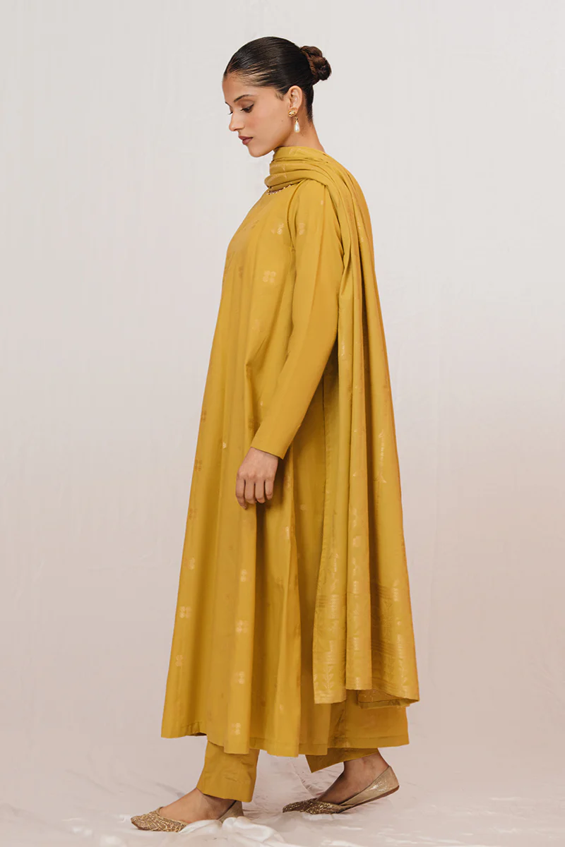 MUSTARD SPECK-3 PIECE JACQUARD SUIT - Image 6