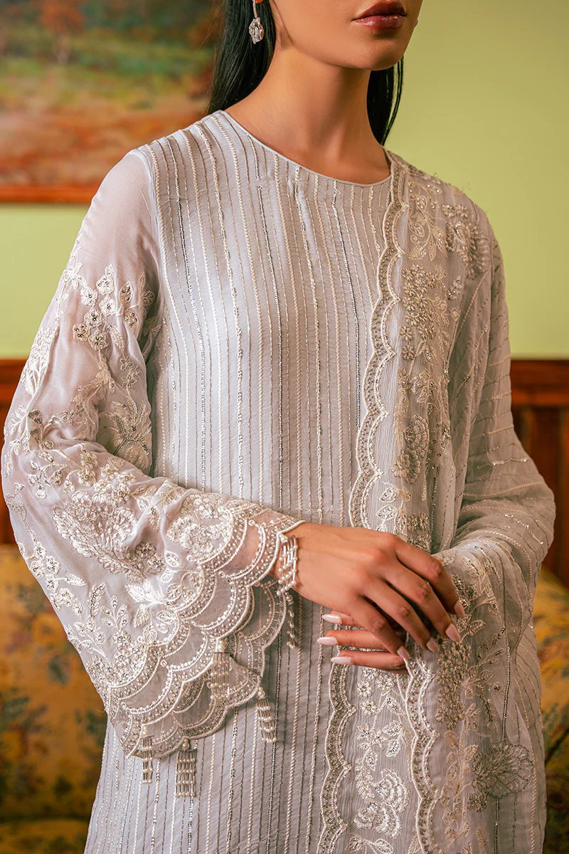 MUTED BLUE-4 PIECE EMBROIDERED CHIFFON SUIT - Image 3