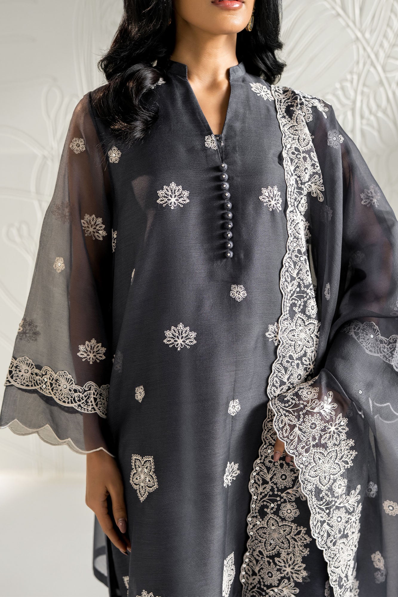 NAVY GLEAM -2PC (SHIRT & DUPATTA) - Image 3
