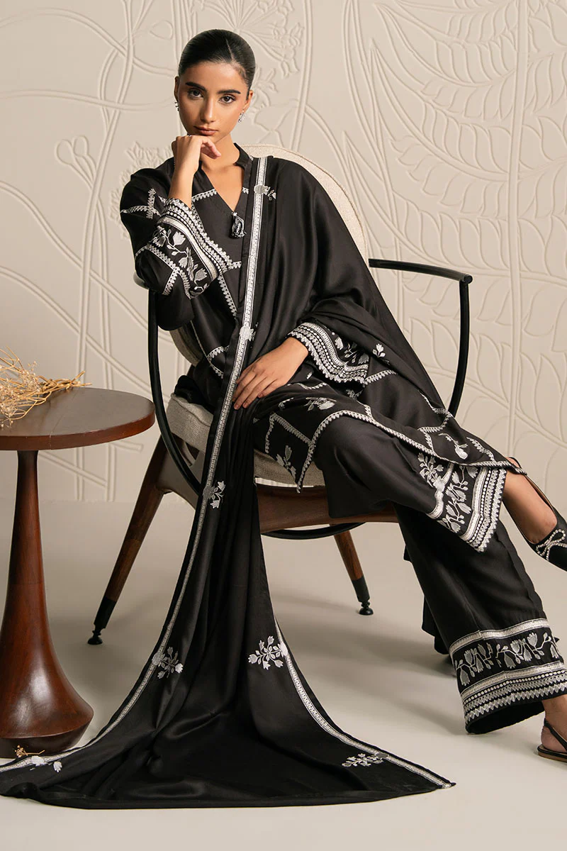 NOIR ECRU-3PC (SHIRT, TROUSER & DUPATTA) - Image 3