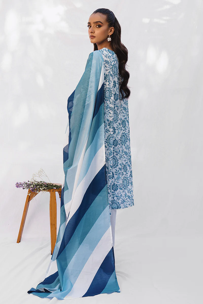 ORCHID BLUE-3PC PRINTED LAWN SUIT - Image 2