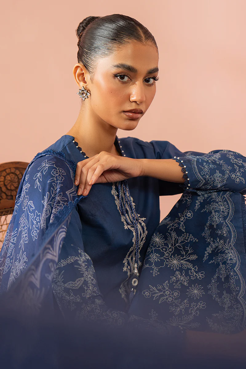 ORNATE BLUE-3 PC (SHIRT, DUPATTA & TROUSER) - Image 5