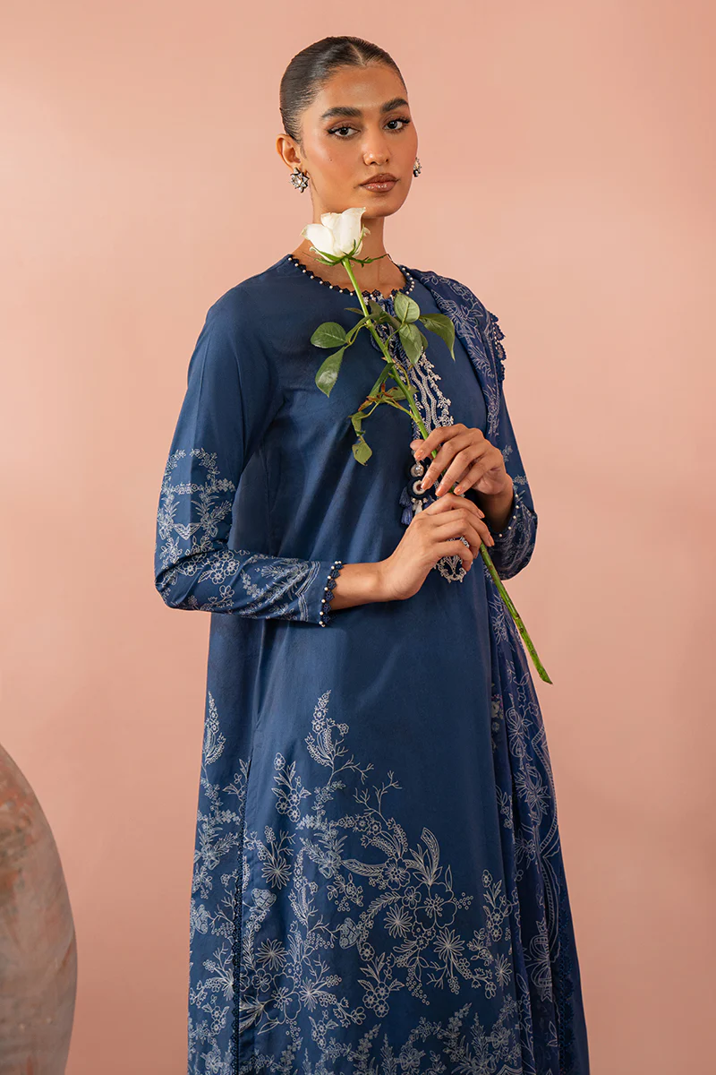 ORNATE BLUE-3 PIECE PRINTED SUIT - Image 3