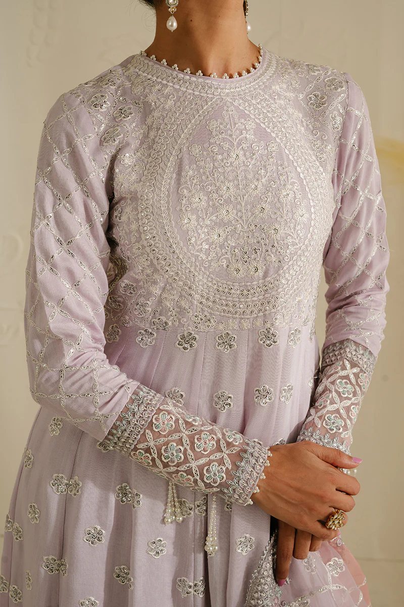 PASTEL MAUVE-3PC SILK EMBROIDERED SUIT - Image 5