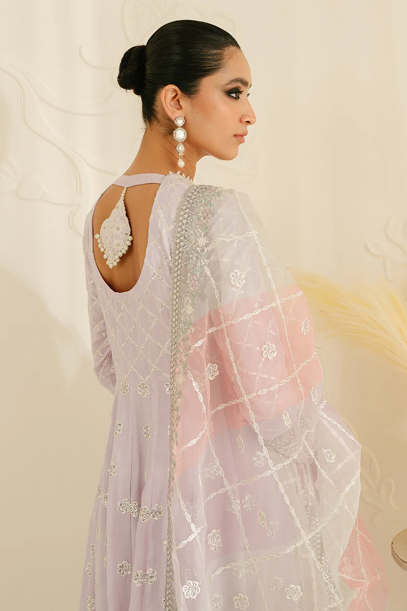 PASTEL MAUVE-3PC SILK EMBROIDERED SUIT - Image 7