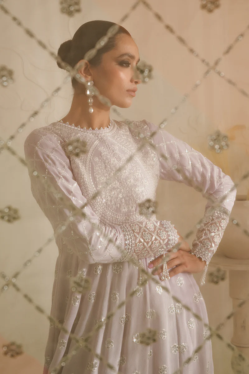 PASTEL MAUVE-3PC SILK EMBROIDERED SUIT - Image 8