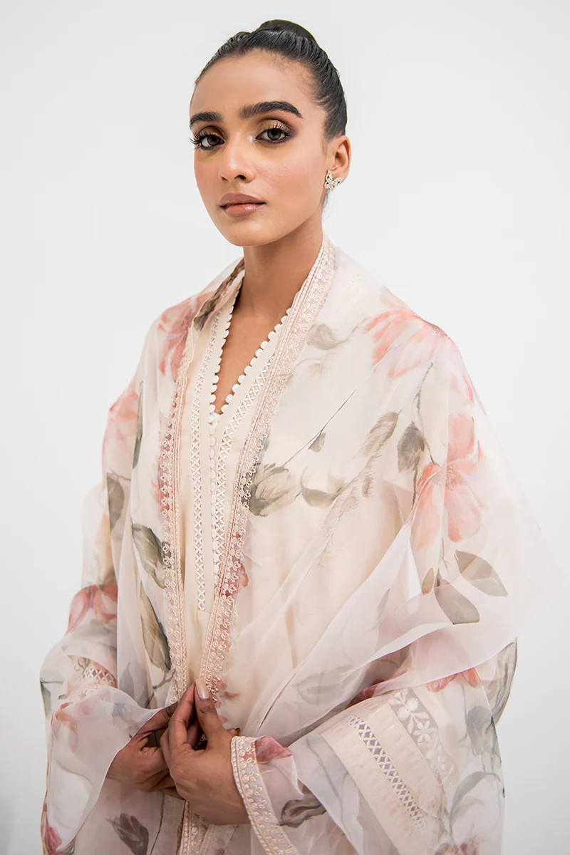 PEACH FLORISTA-2PC (SHIRT & DUPATTA) - Image 5
