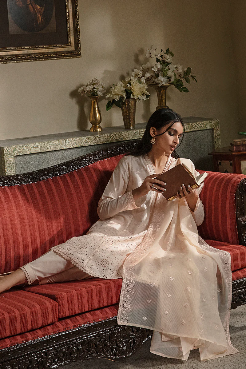 PEACH FUZZ-3PC CHIKANKARI LAWN SUIT - Image 8
