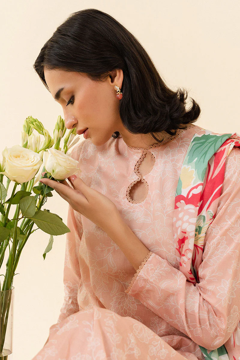 PEACH SORBET-3 PIECE PRINTED LAWN SUIT - Image 6