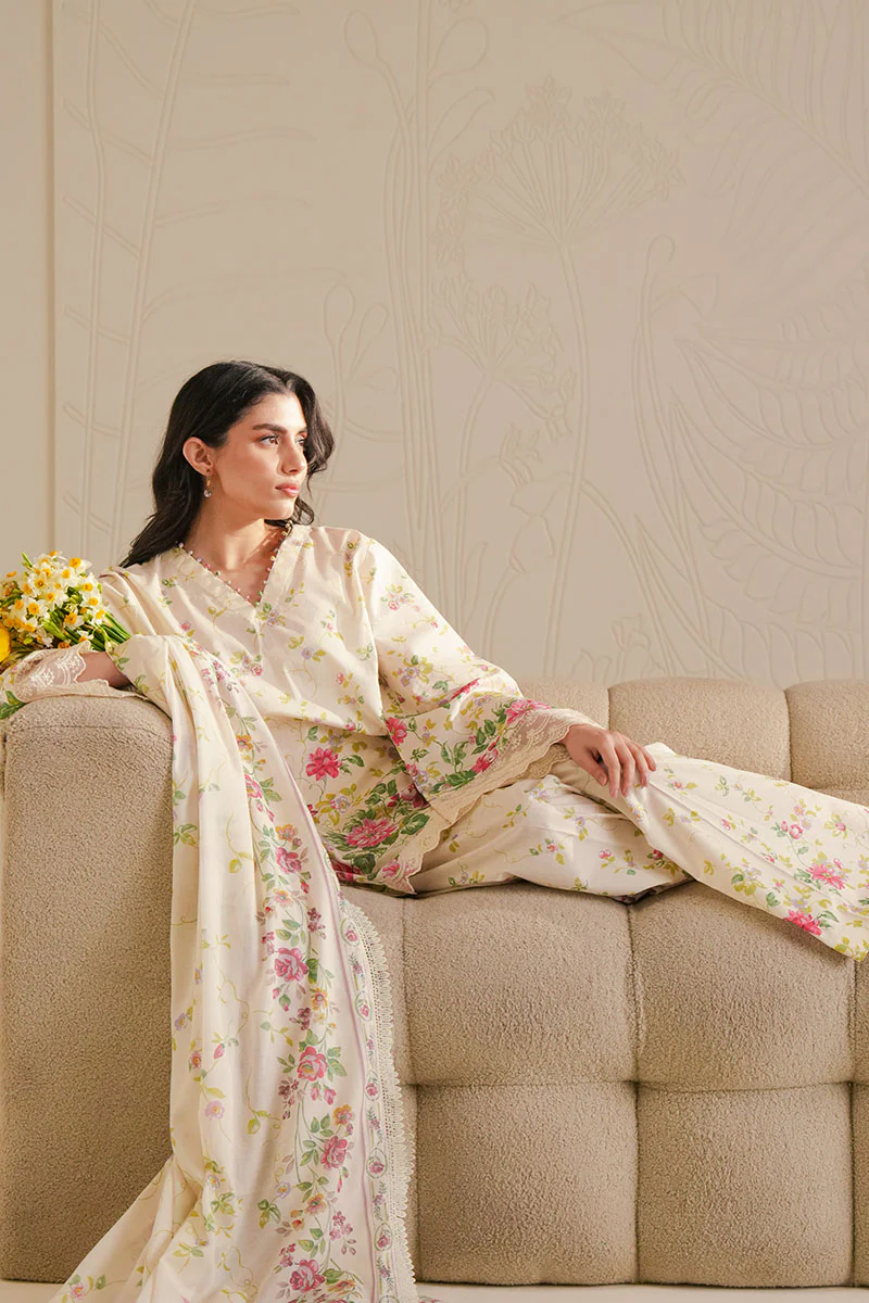 PETAL VEIL-3 PIECE PRINTED LAWN SUIT - Image 4
