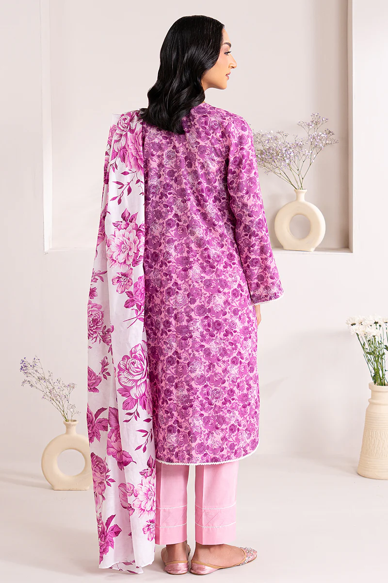 PINK WAVE-3 PIECE PRINTED LAWN SUIT - Image 6