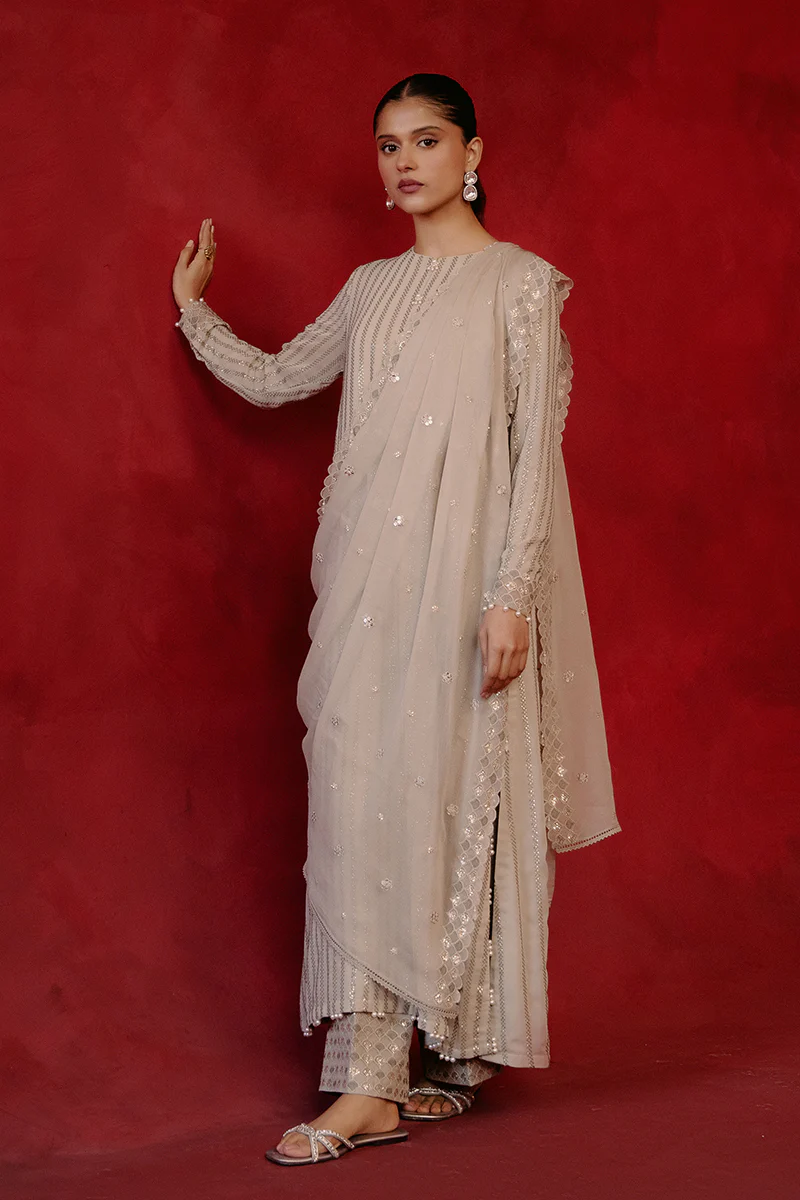 PRIMROSE ASH-4 PIECE CHIFFON EMBROIDERED SUIT - Image 7