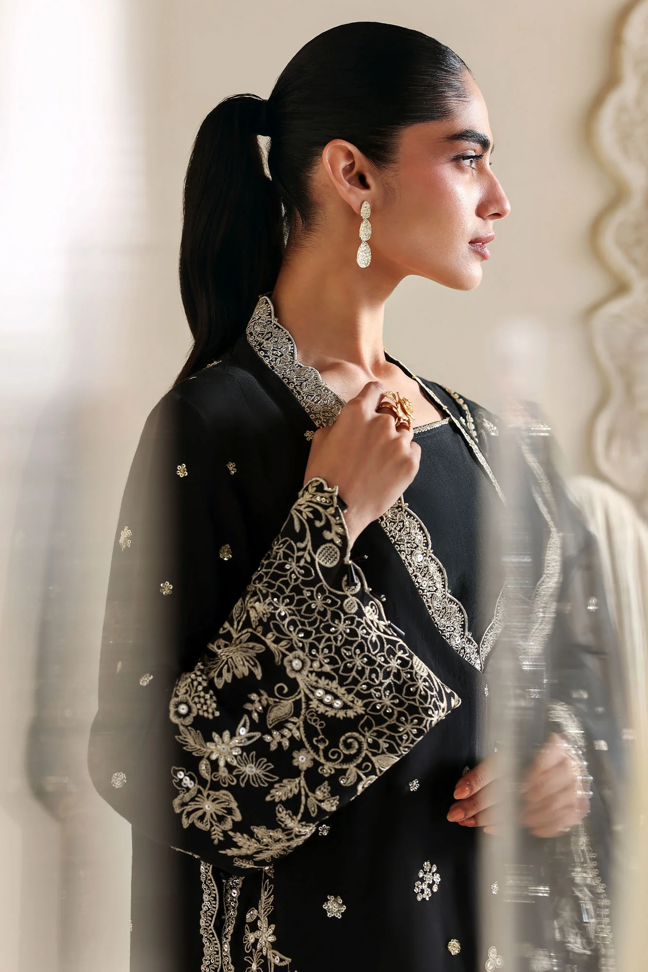RAVEN GLAM-3PC SILK EMBROIDERED SUIT - Image 3