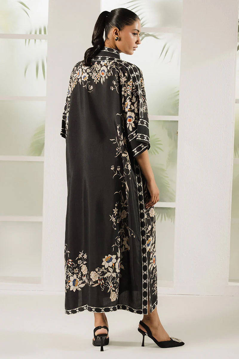 BLACK TRELLIS PRINTED SILK SHIRT - Image 6