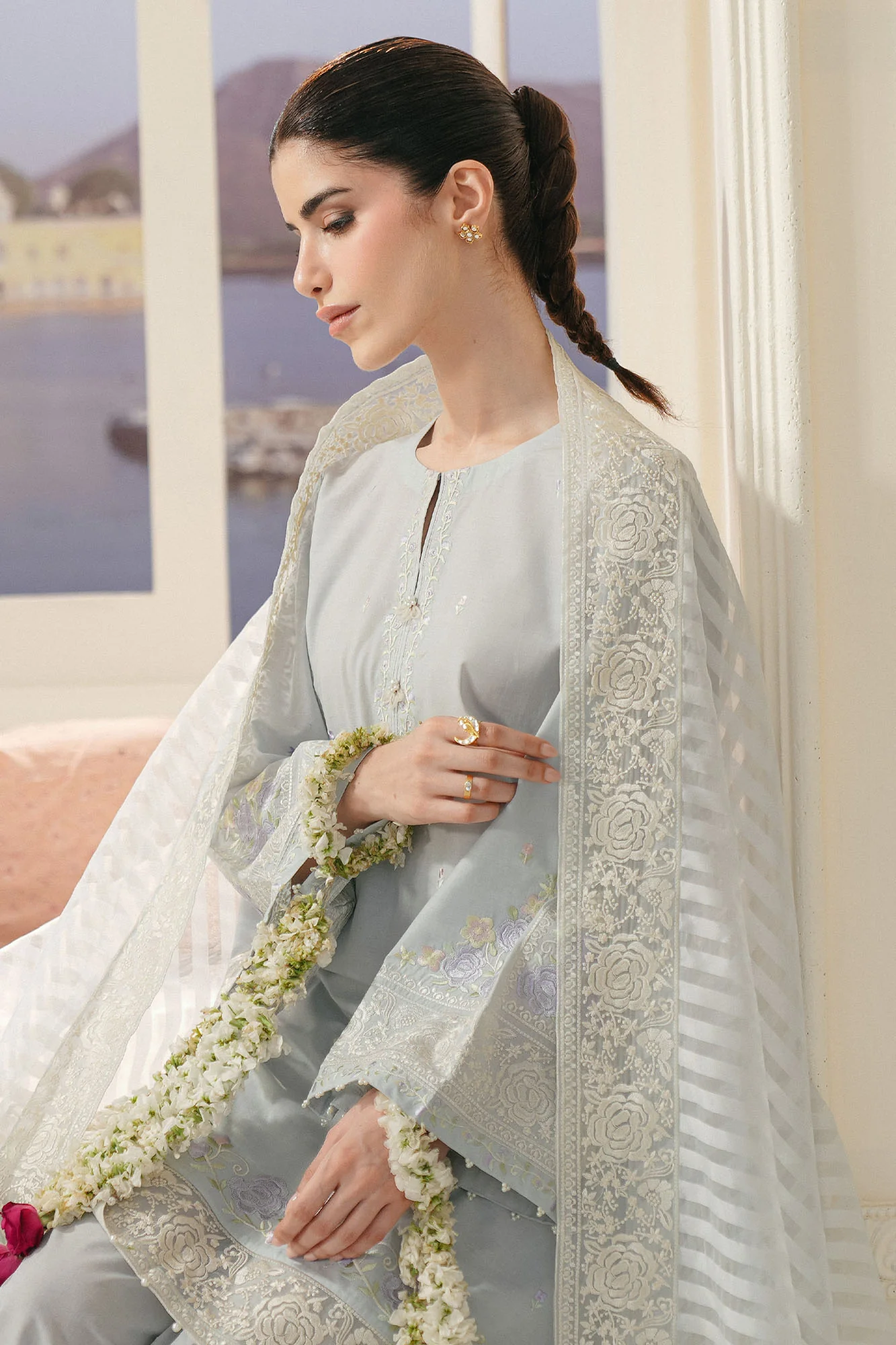 AQUA WHISPER-3PC EMBROIDERED LAWN SUIT - Image 6