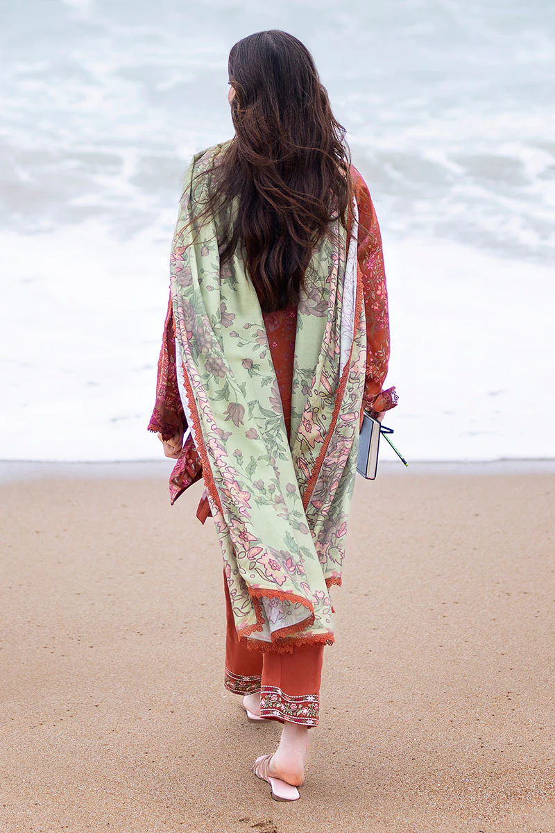 AUTUMN GLAZE-3PC SATIN PRINTED SUIT - Image 8