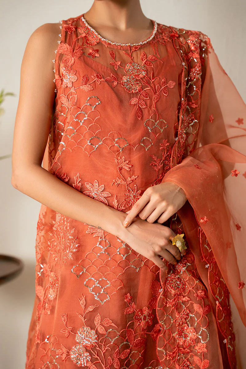 AUTUMN ZEST-4PC ORGANZA EMBROIDERED SUIT - Image 5
