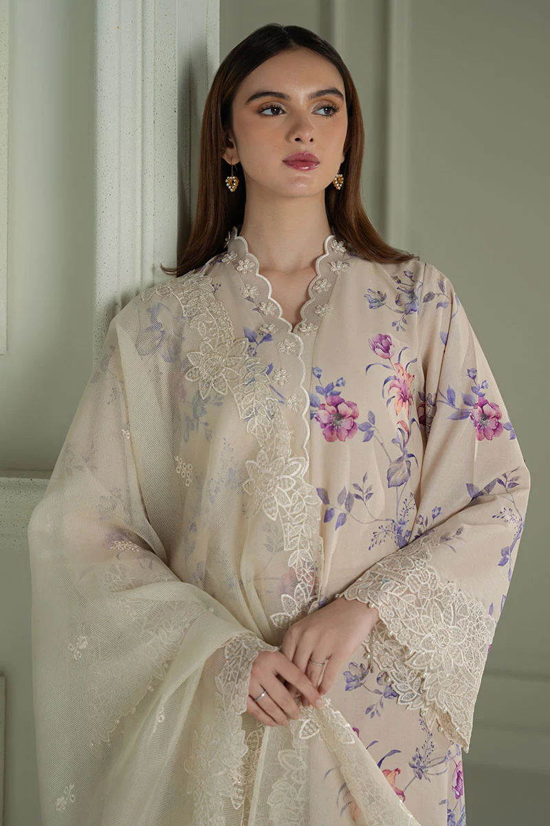 BLOOMING SAND- 3PC EMBROIDERED LAWN SUIT - Image 5