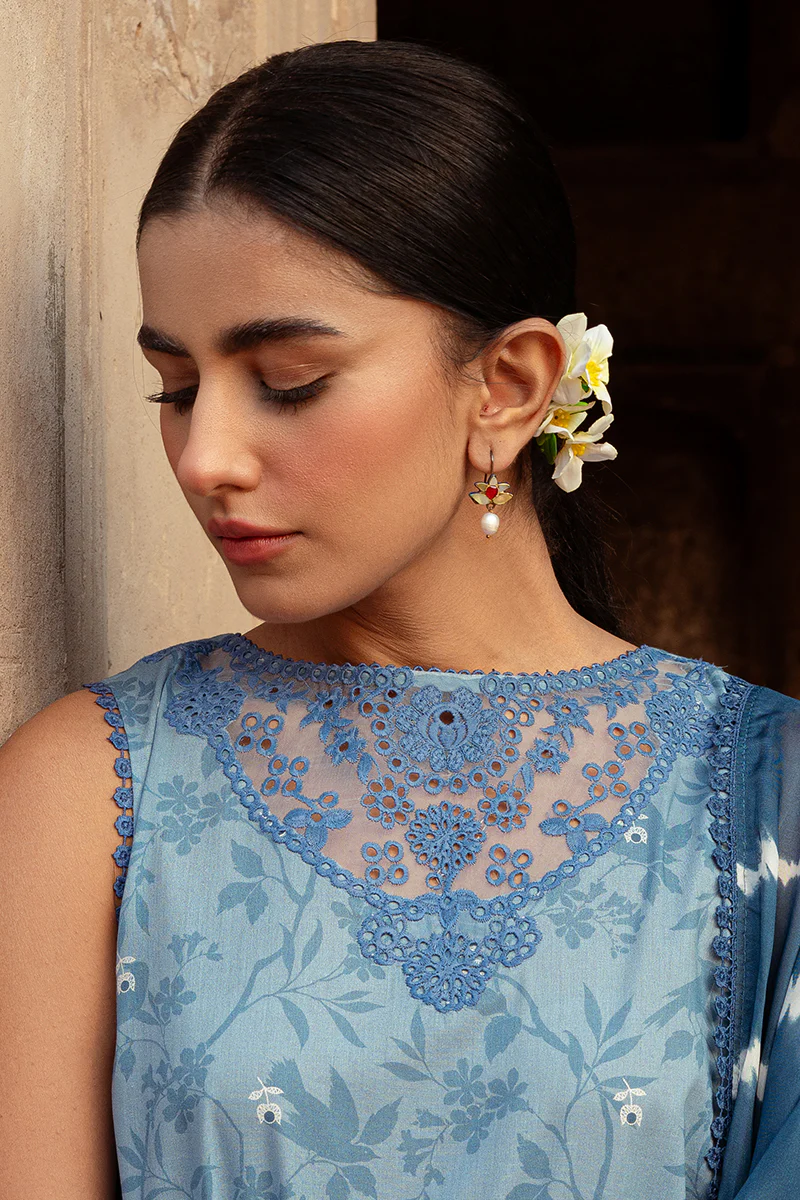 BLUE SAND-3 PIECE LAWN PRINTED SUIT - Image 2