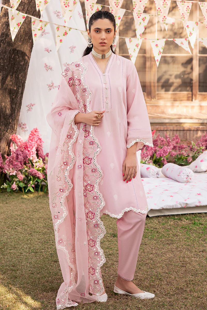 CAMEO PINK-3 PIECE EMBROIDERED JACQUARD SUIT - Image 6