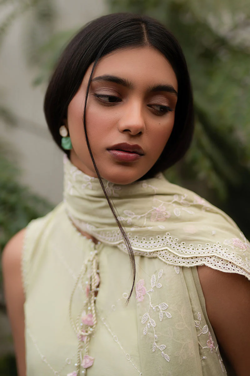CANARY GREEN- 3PC EMBROIDERED LAWN SUIT - Image 3