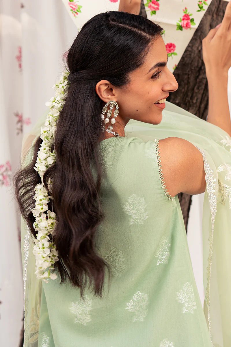 CELADON SPRUCE-3 PIECE EMBROIDERED JACQUARD SUIT - Image 5