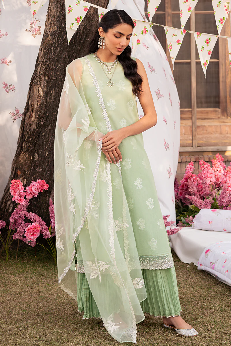 CELADON SPRUCE-3 PIECE EMBROIDERED JACQUARD SUIT - Image 7