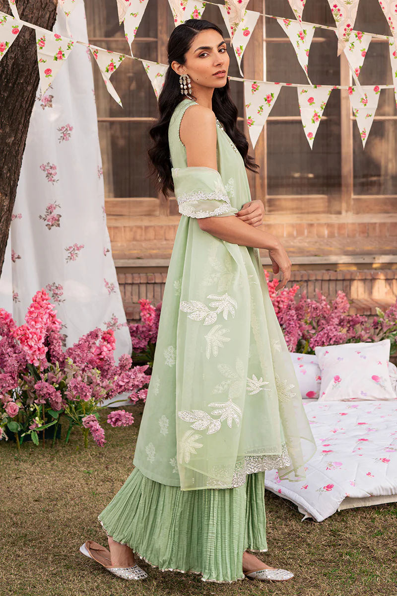 CELADON SPRUCE-3 PIECE EMBROIDERED JACQUARD SUIT - Image 8