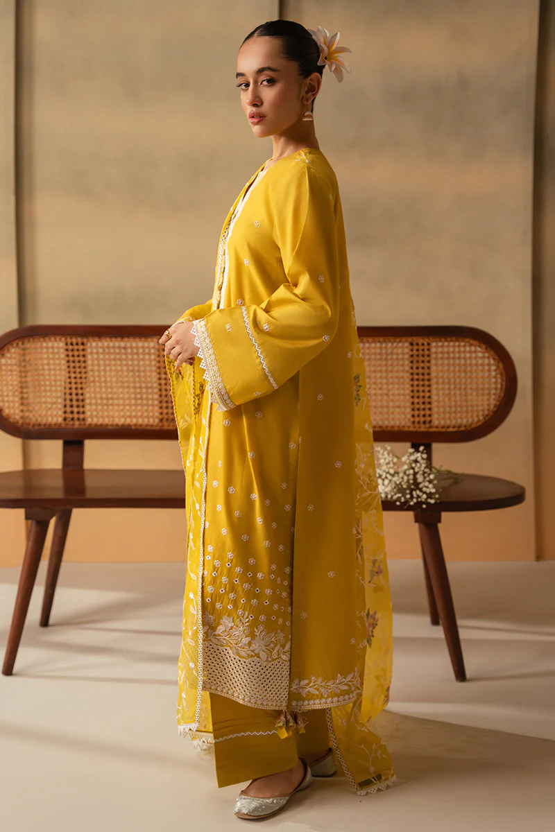 CEYLON YELLOW-3 PIECE EMBROIDERED LAWN SUIT - Image 10