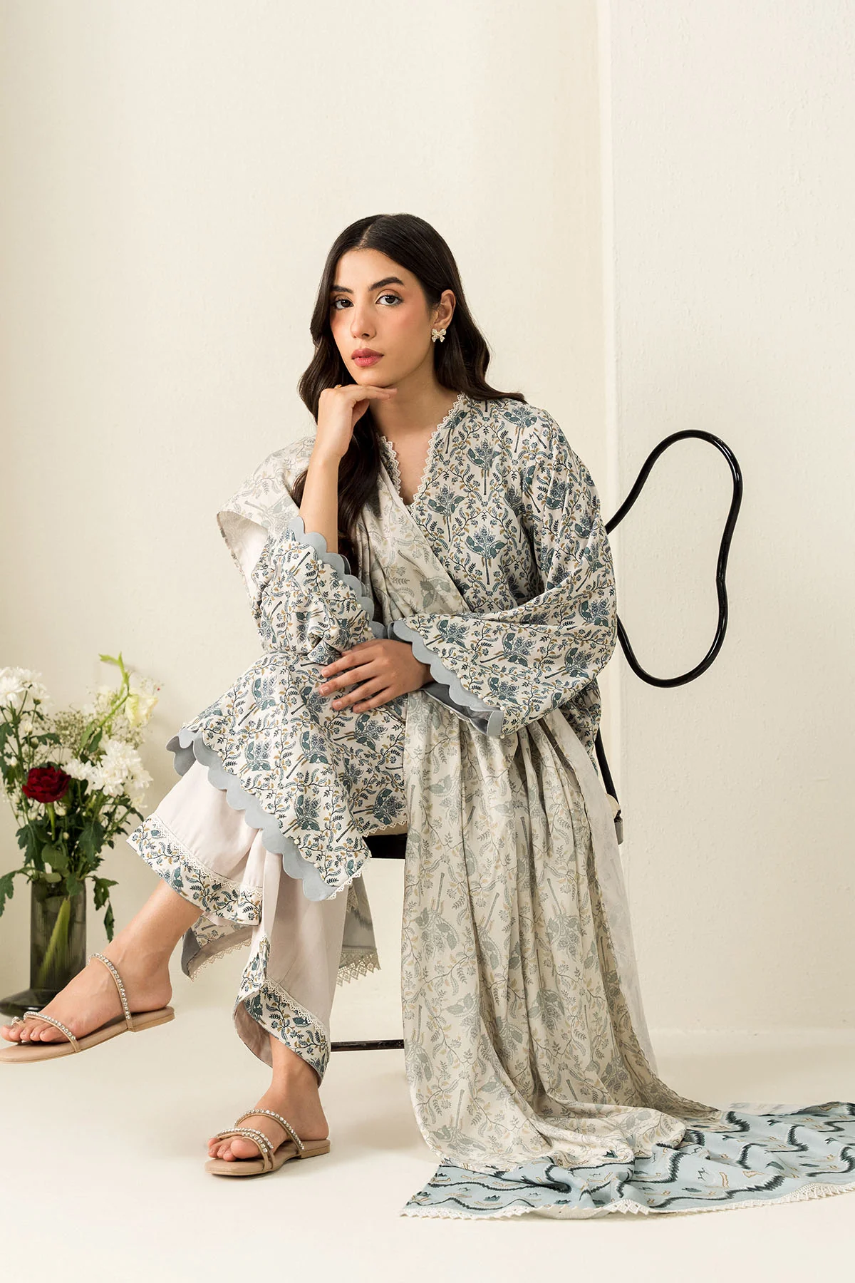 COCONUT HAZE-3PC LINEN PRINTED SUIT - Image 3