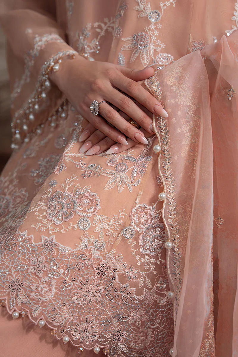 CORAL BLOOM-4PC ORGANZA EMBROIDERED SUIT - Image 2