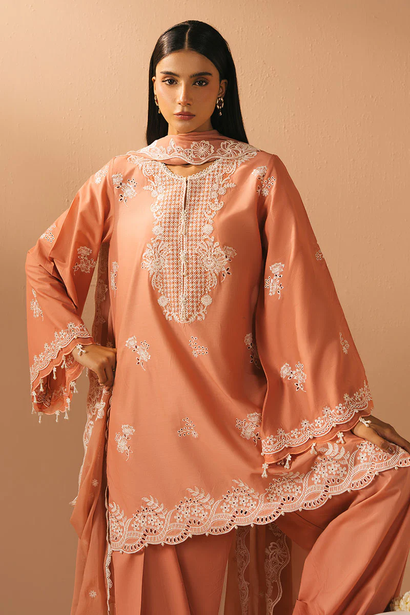 CORAL CHARM- 3PC EMBROIDERED LAWN SUIT - Image 5