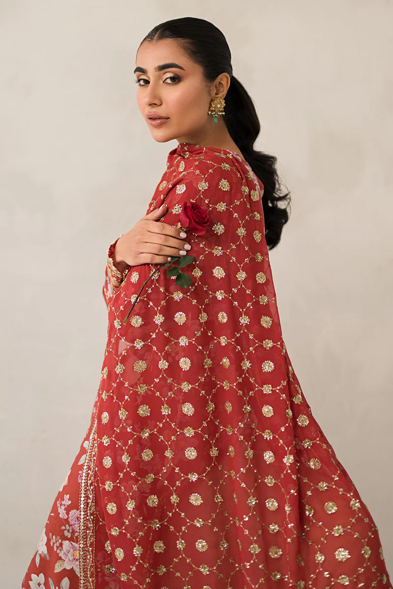 CRIMSON GLOW-3 PIECE EMBROIDERED SILK SUIT - Image 7