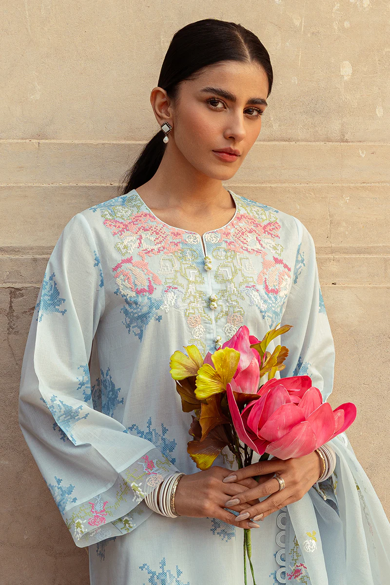 DAWN MIST-3 PIECE LAWN PRINTED SUIT - Image 5