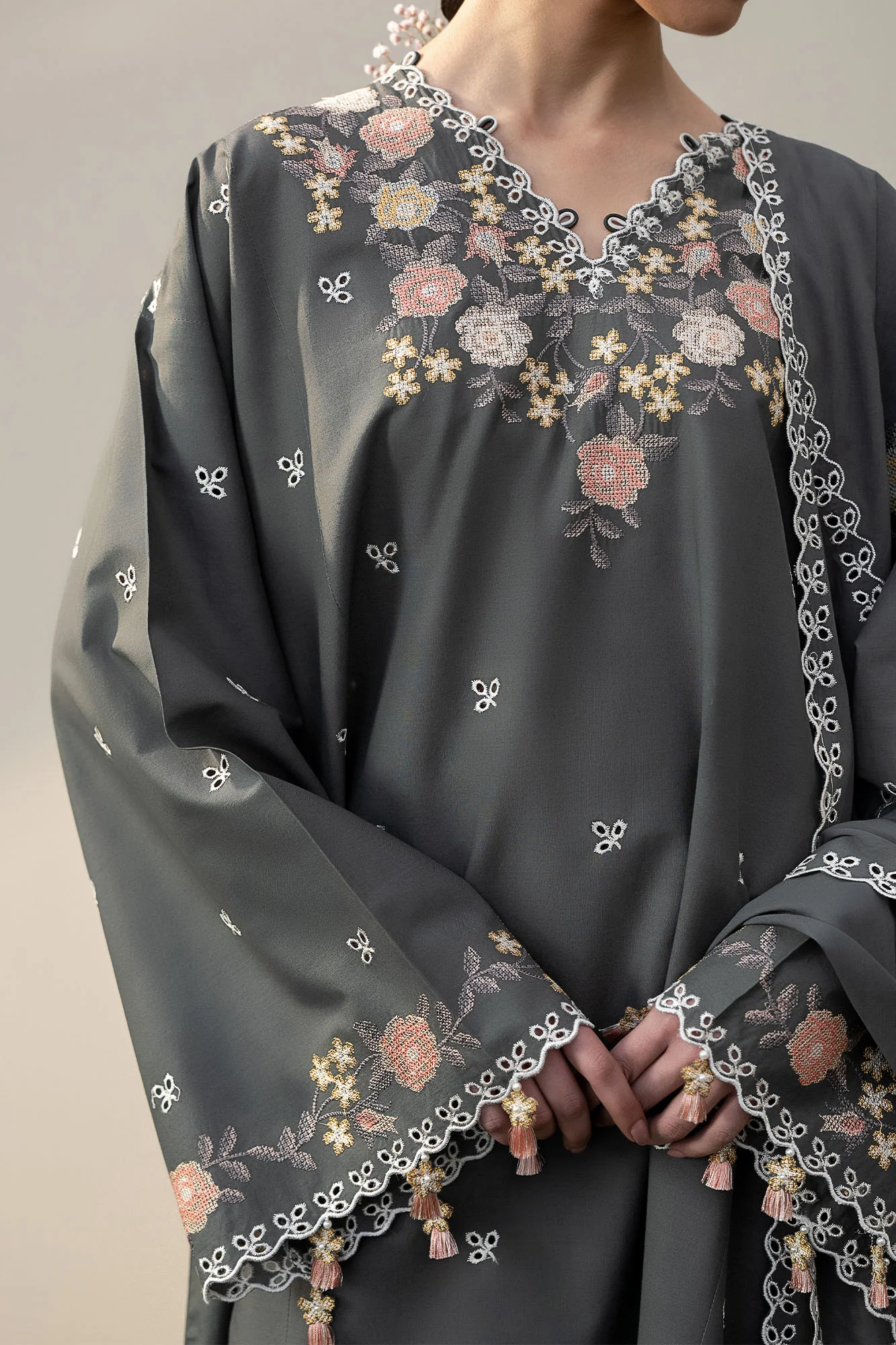 DEEP FOREST-3PC EMBROIDERED LAWN SUIT - Image 2