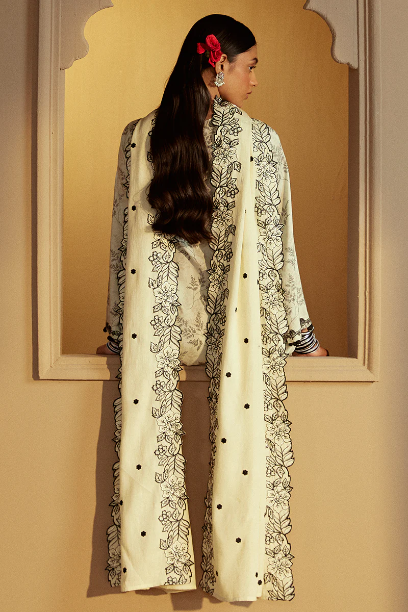 DOVE GRAY-3 PC LINEN EMBROIDERED SUIT - Image 4
