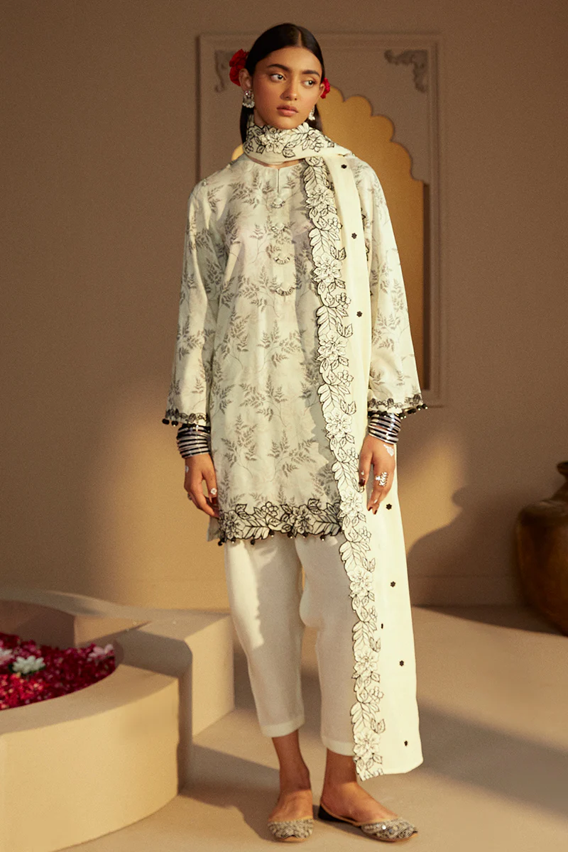 DOVE GRAY-3 PC LINEN EMBROIDERED SUIT - Image 5