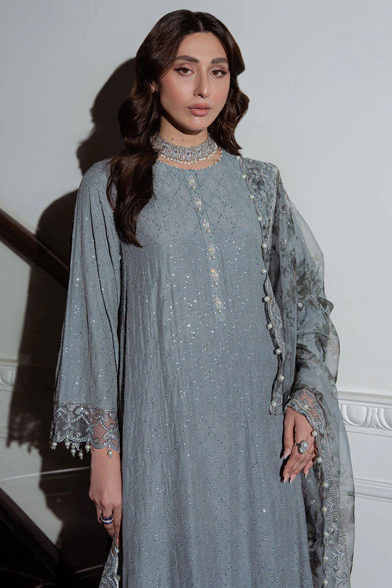 DUSKY SMOKE-3PC SILK EMBROIDERED SUIT - Image 6