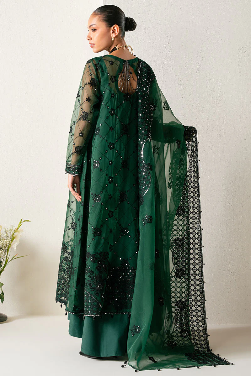 EMERALD DREAM-4PC ORGANZA EMBROIDERED SUIT - Image 9