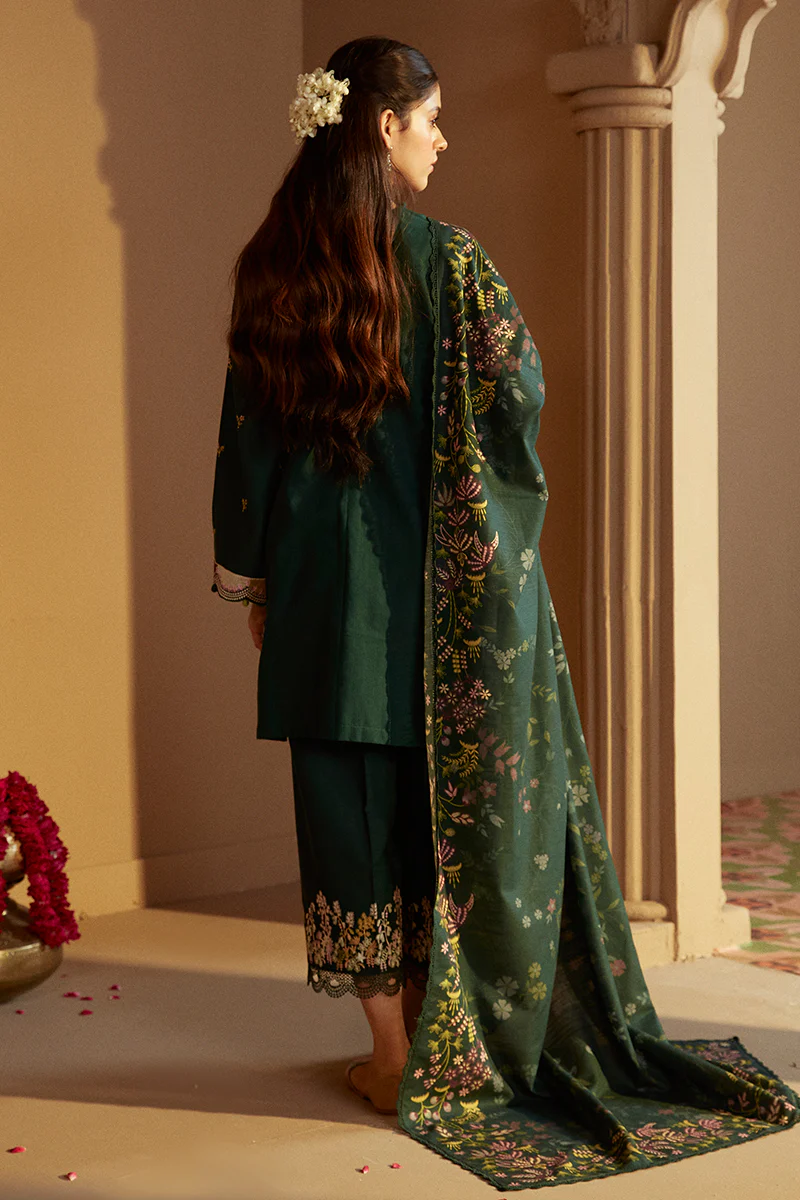 EMERALD FOREST-3 PC KHADDAR EMBROIDERED SUIT - Image 5