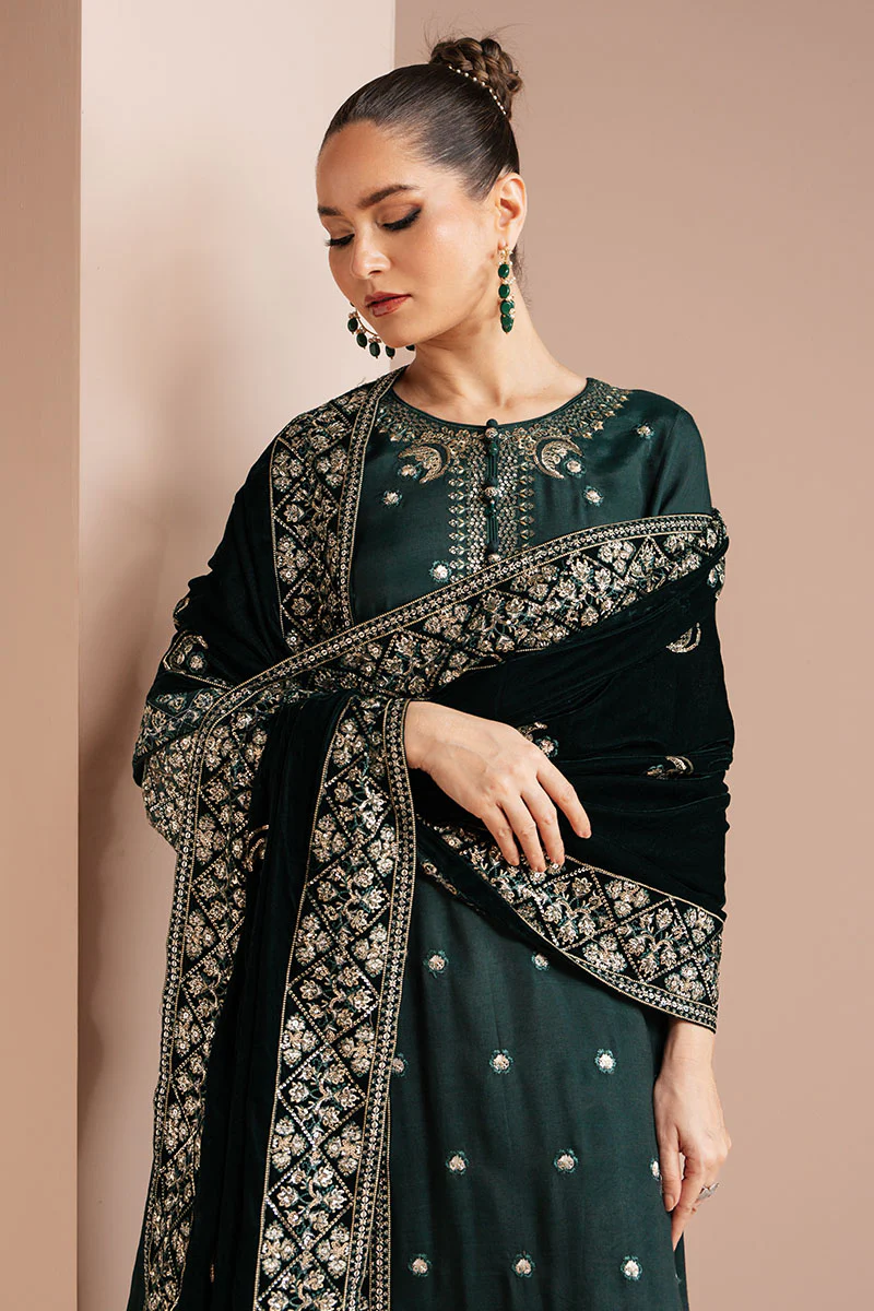 EMERALD GRACE-3 PIECE EMBROIDERED ORGANZA SUIT - Image 6