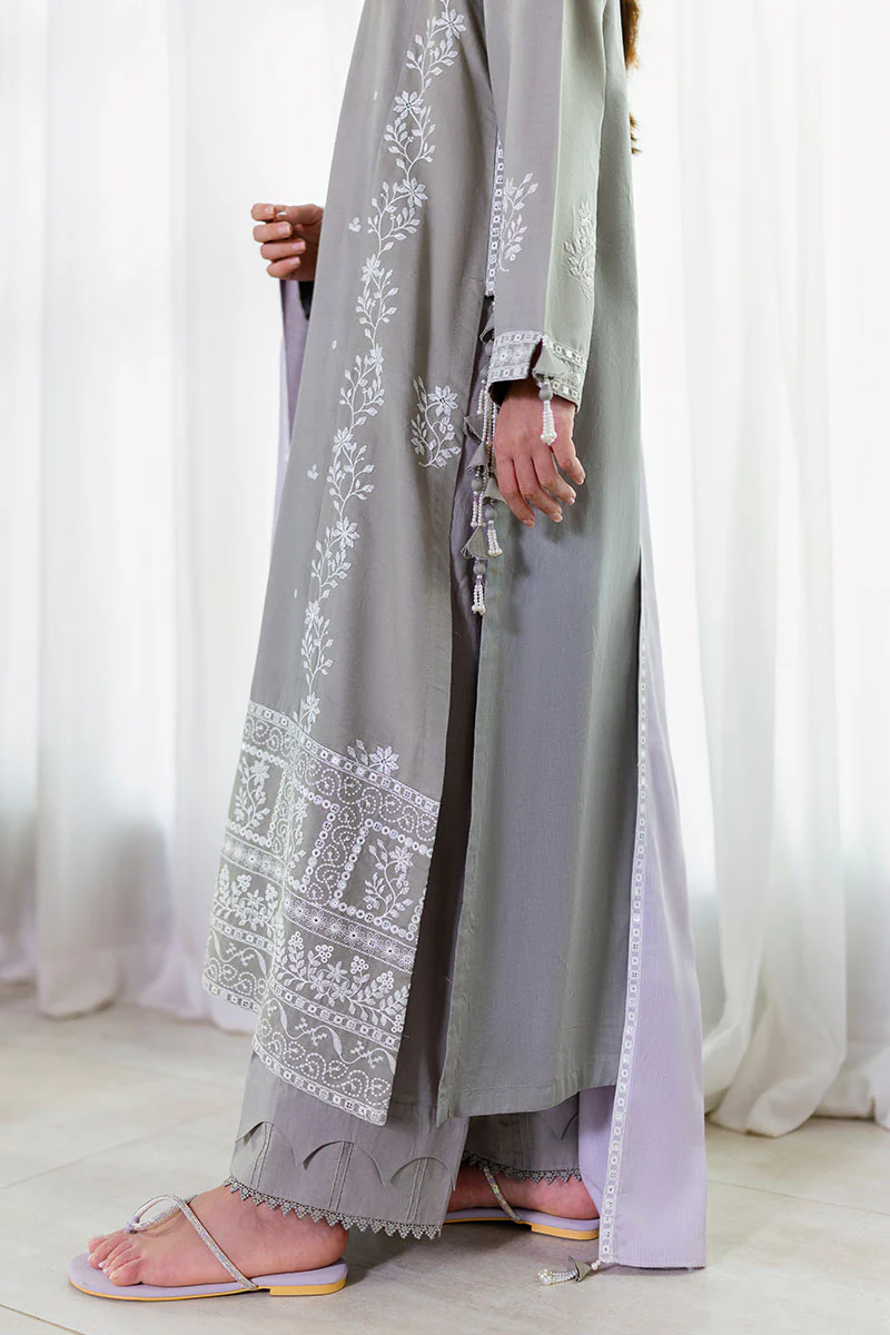 ETHEREAL VEIL-3PC SATIN EMBROIDERED SUIT - Image 2