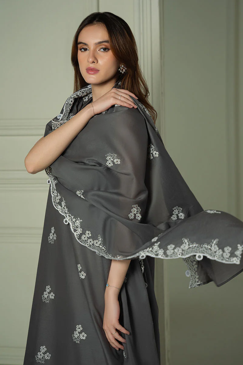 FLORAL ASH- 3PC  EMBROIDERED LAWN SUIT - Image 6
