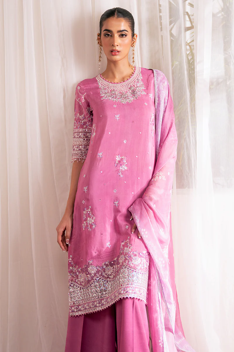 FLORAL BLUSH-3 PC EMBROIDERED SILK SUIT - Image 7