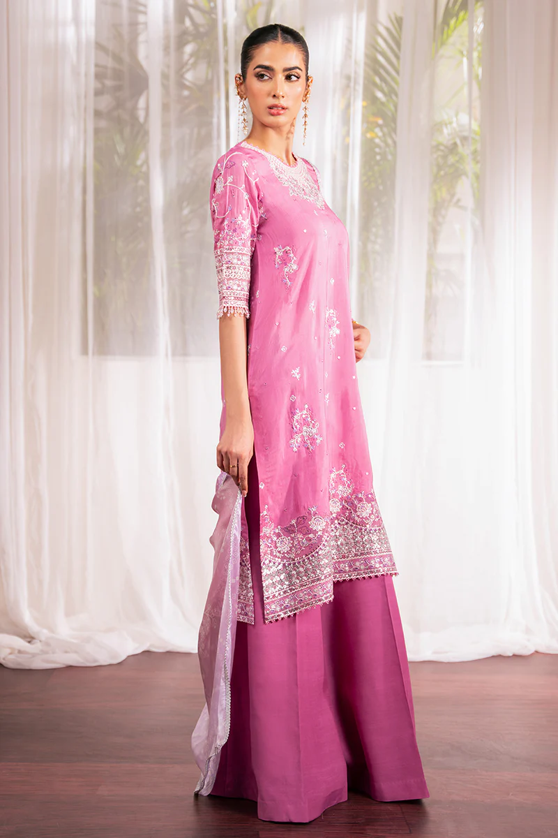 FLORAL BLUSH-3 PC EMBROIDERED SILK SUIT - Image 9
