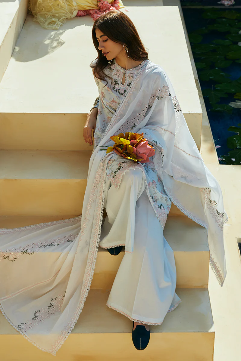 FLORAL MARINE-3 PIECE LAWN PRINTED SUIT - Image 4